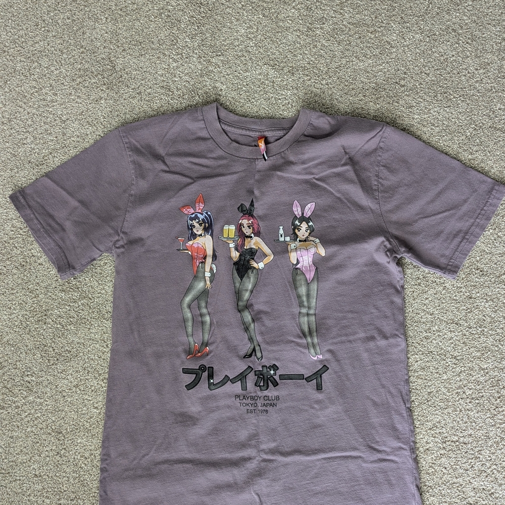 Playboy Graphic T-Shirt in Purple Japanese Rare Naughty Top
